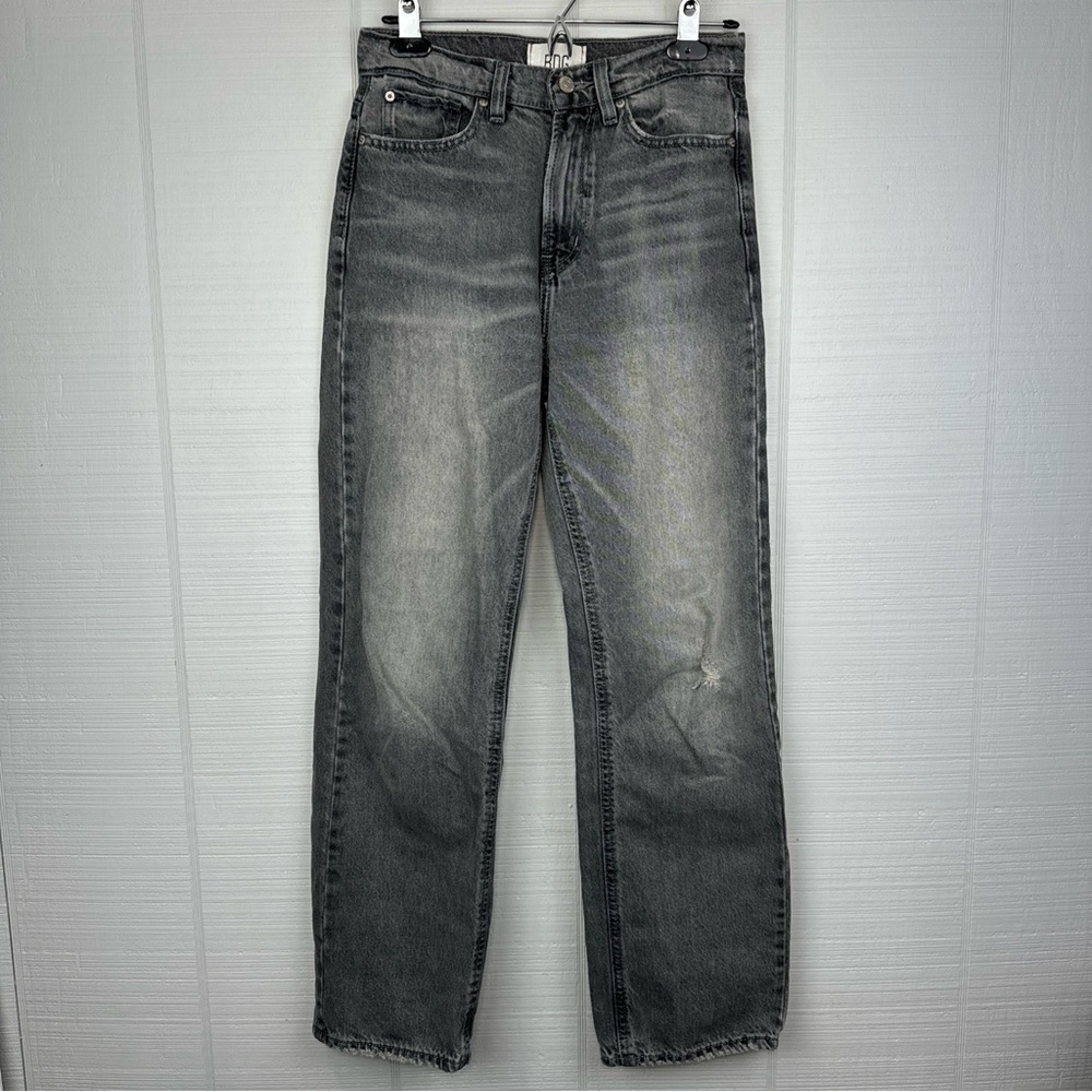 BDG Black Gray Charcoal Wash Stone Distressed Straight Leg Cowboy Jeans 26